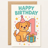 1st Birthday Card – Cute Puppy - Greeting Card