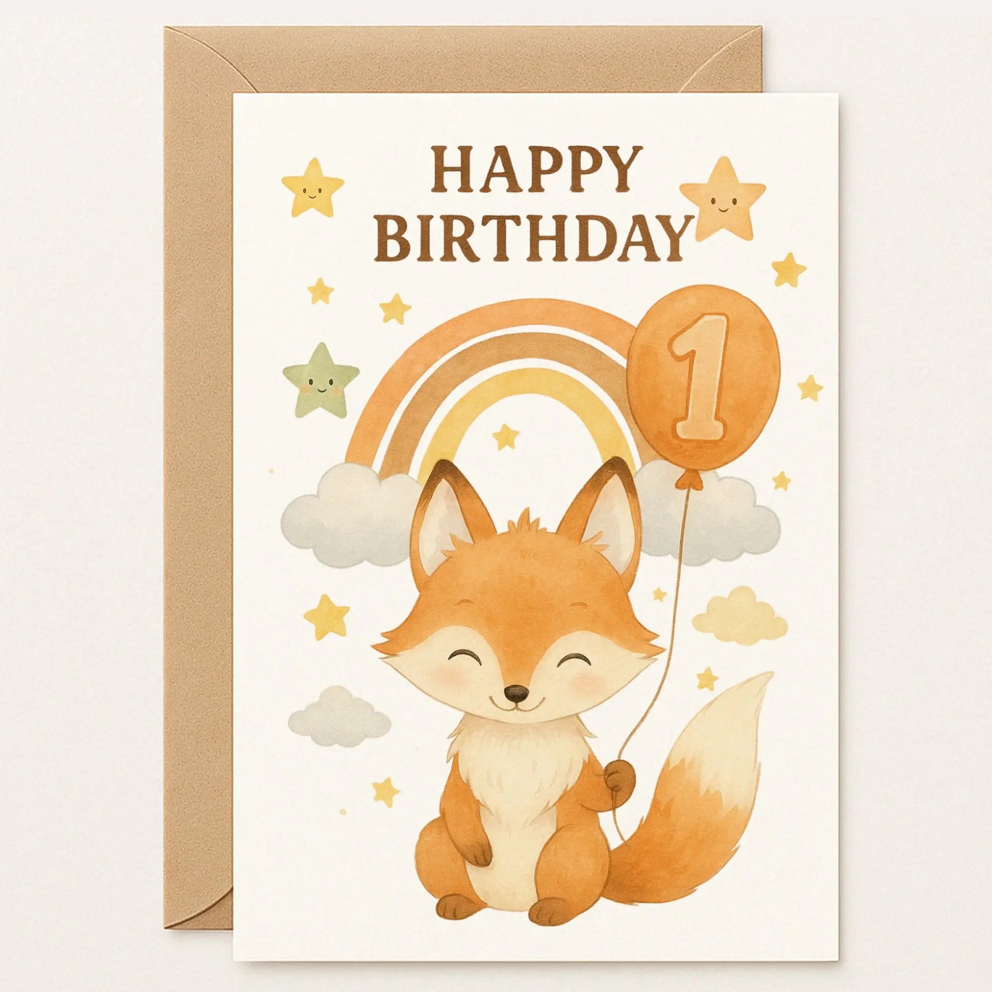 1st Birthday Card – Woodland Fox Card for Kids - Greeting Card 1st Birthday Card – Woodland Fox Card for Kids - Greeting Card