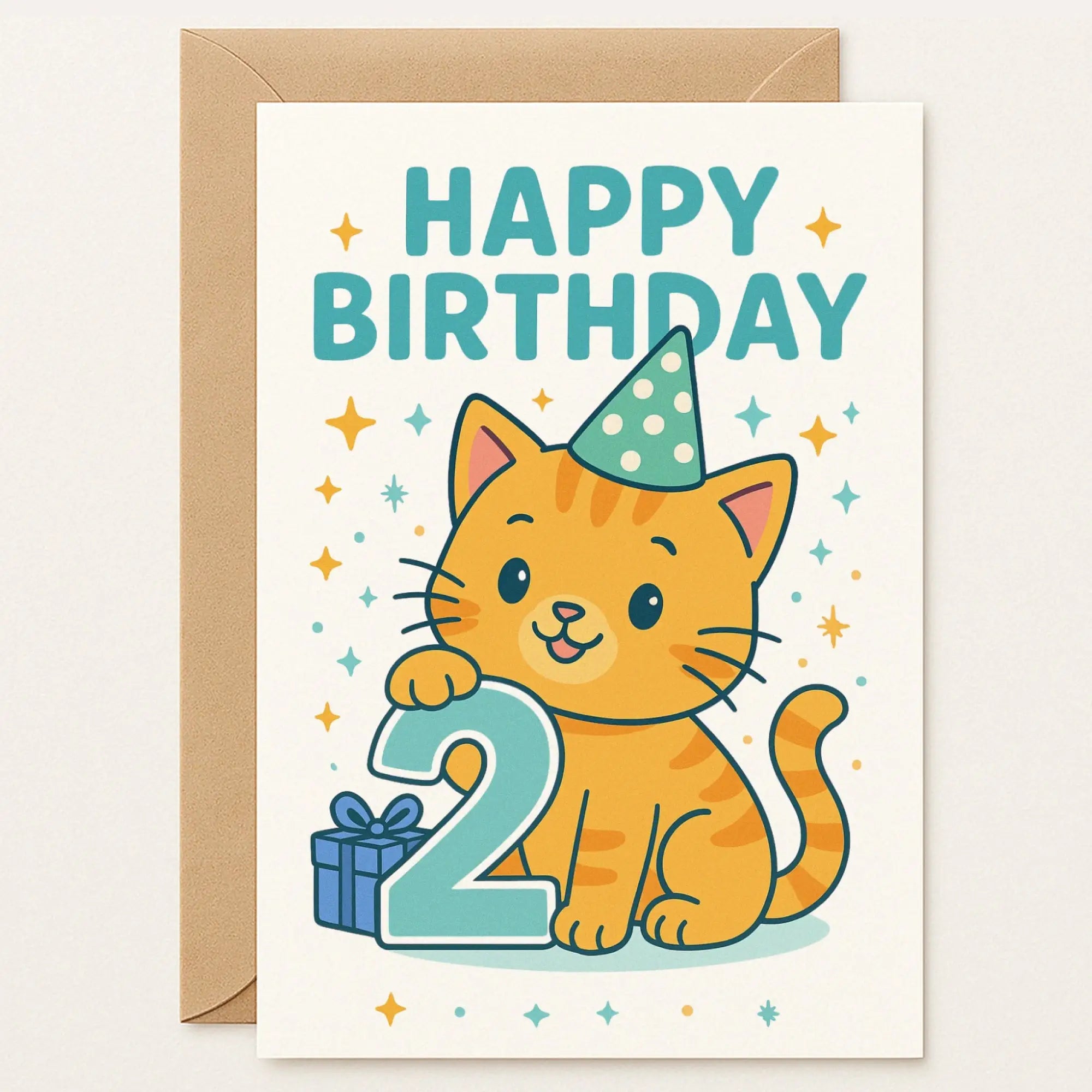 2nd Birthday Card – Cute Cat Card for Toddlers - Greeting Card 2nd Birthday Card – Cute Cat Card for Toddlers - Greeting Card