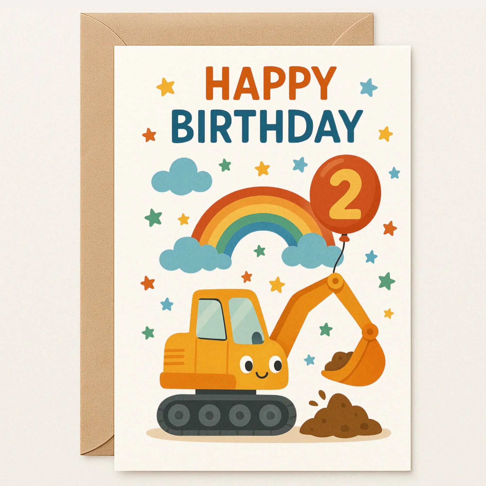 2nd Happy Birthday Card – Digger Toy - Greeting Card 2nd Happy Birthday Card – Digger Toy - Greeting Card