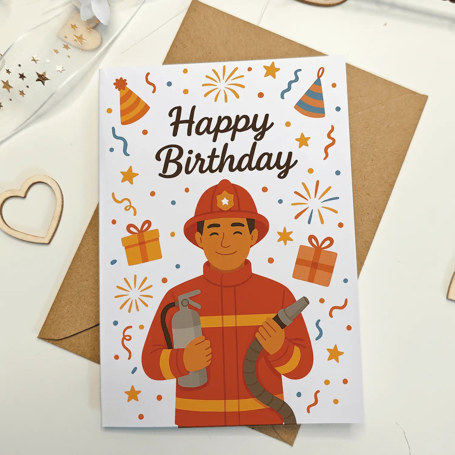 Firefighter Happy Birthday Card - Greeting Card Firefighter Happy Birthday Card - Greeting Card