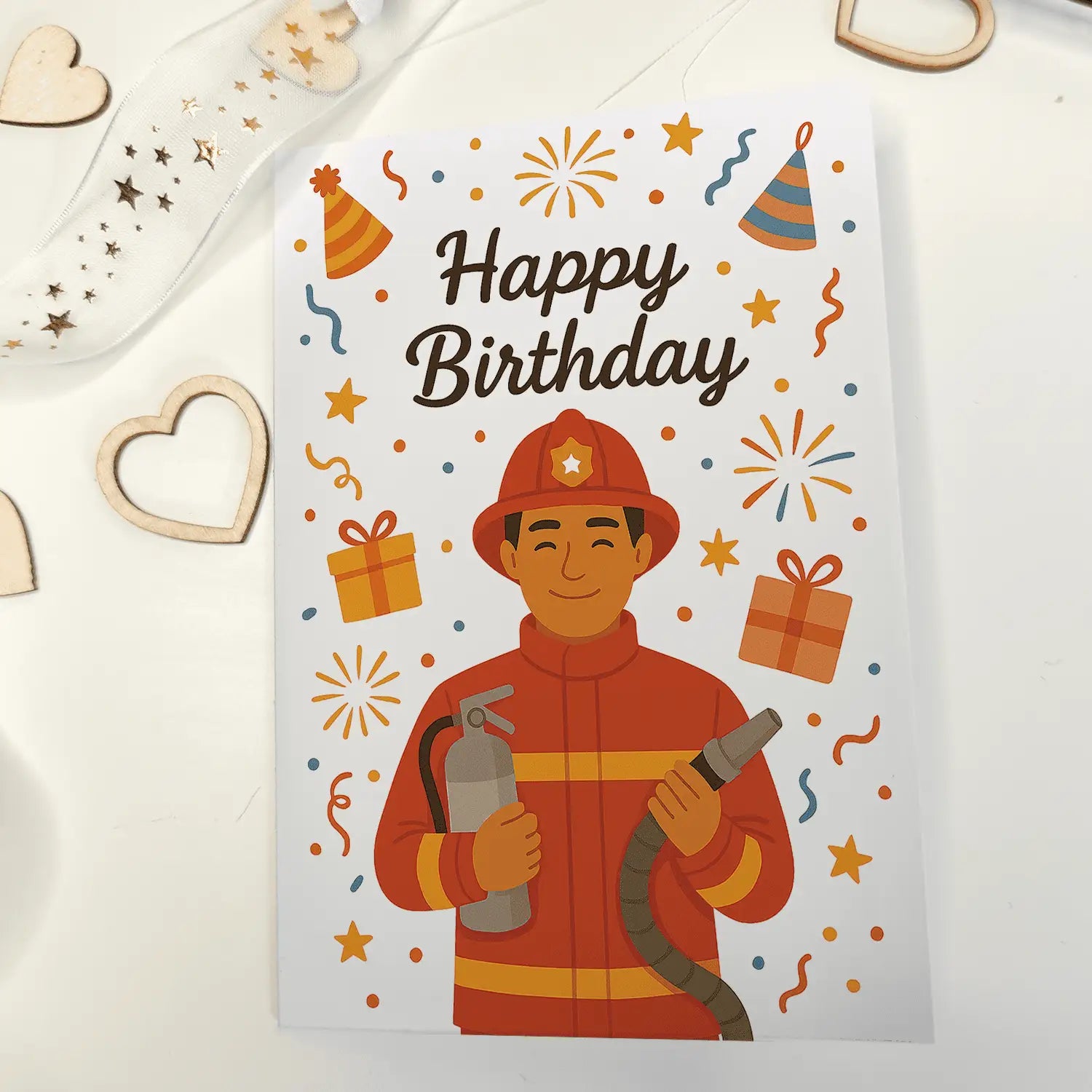 Firefighter Happy Birthday Card - Greeting Card Firefighter Happy Birthday Card - Greeting Card