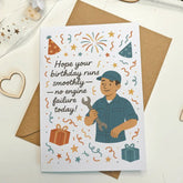 Mechanic Happy Birthday Card | Cute Illustrated Card - Greeting Card