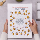 Personalised Bee-Themed Teacher Print – Thank You Gift from Class - Prints