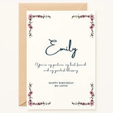 Personalized Floral Corner Birthday Card – Custom Name, A6/A5 | Handmade in Ireland by Printarelle