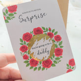Red rose floral card for pregnancy or romantic surprise
