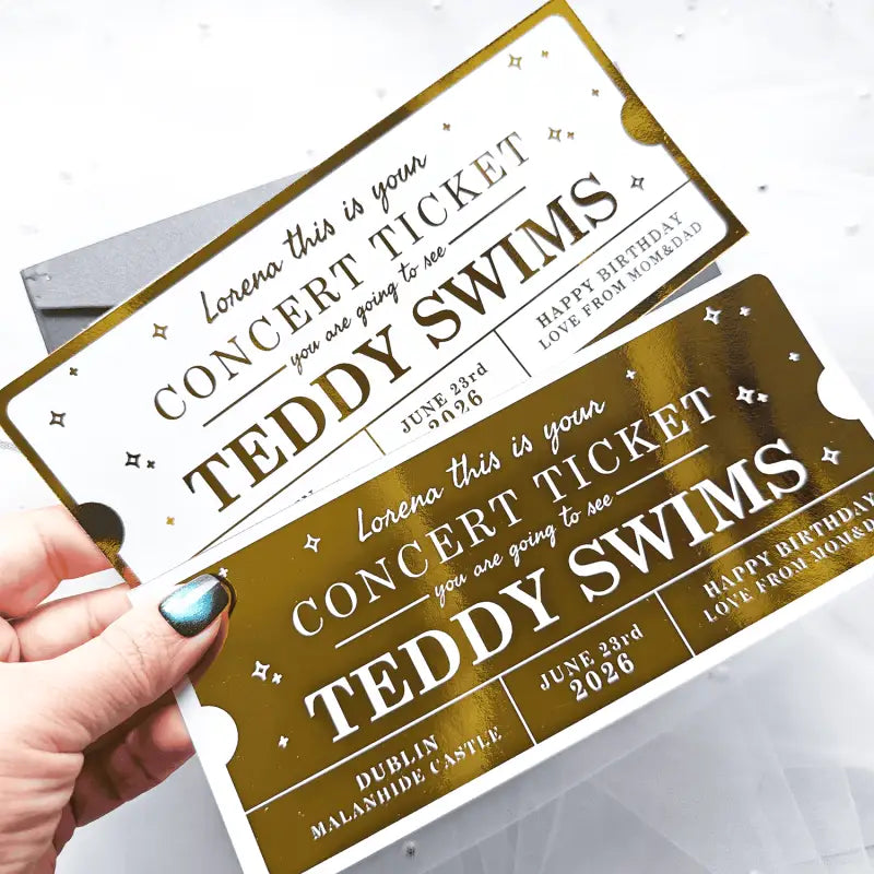teddy swims foil ticket, personalised concert reveal, scratch off concert card, handmade concert keepsake, music gift ireland