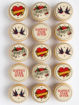 Vintage Tattoo Style Wedding Cupcake Toppers