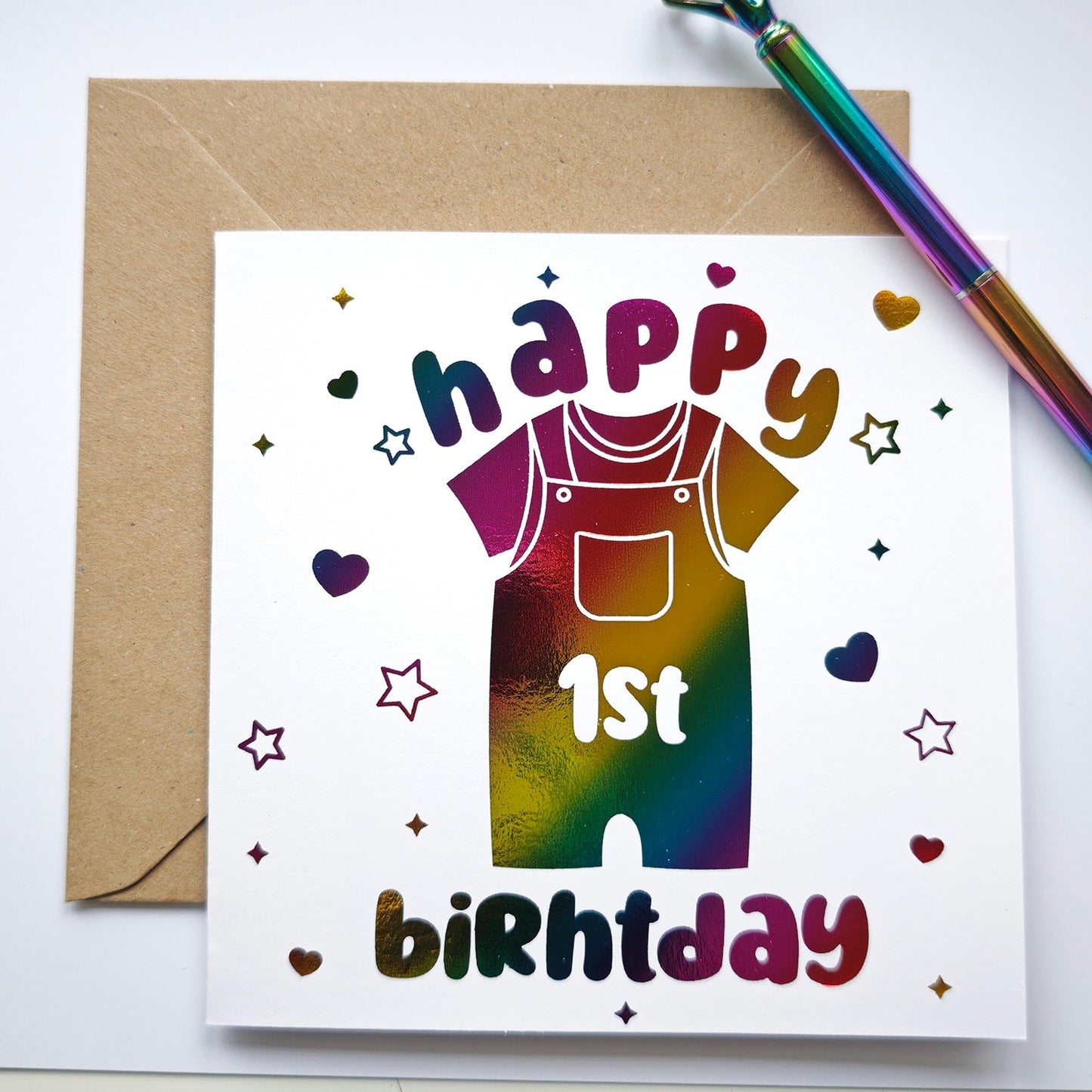 1st Birthday Card + Foil Baby Milestone Keepsake - Greeting Card - Printarelle