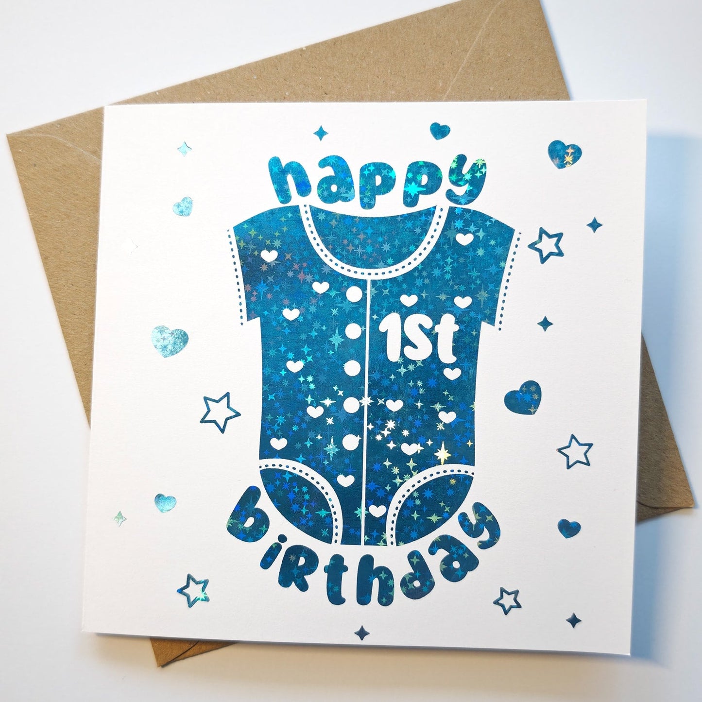 1st Birthday Onesie Card Baby Keepsake - Greeting Card - Printarelle