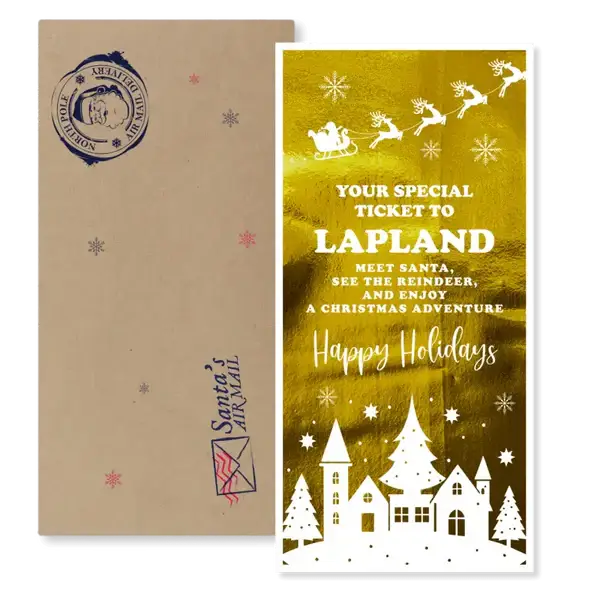 Lapland Golden Foil Christmas Ticket – Festive Gift