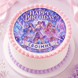 KPop Girl Group Birthday Cake Topper – Light Purple Personalised