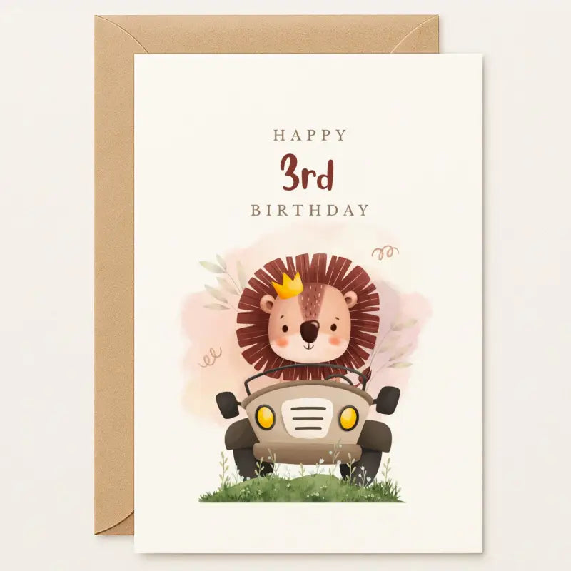 3rd Birthday Card – Lion King Design - Greeting Card