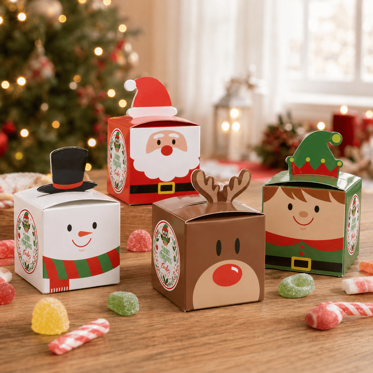 Merry Little Boxes, Personalised Christmas Sweet Favours