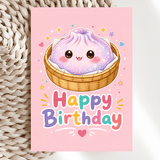 Kawaii Glitter Dumpling Card | Sparkly Bao Birthday - birthday card, birthday cards, kawaii birthday card, rainbow