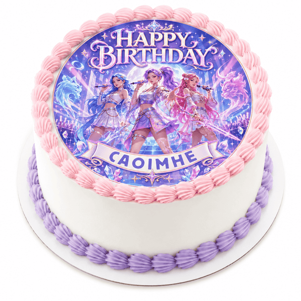 KPop Girl Group Birthday Cake Topper – Light Purple Personalised