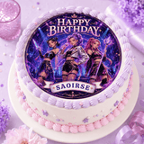 KPop Girl Group Birthday Cake Topper – Dark Purple Personalised
