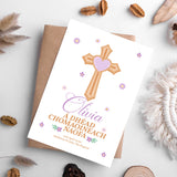Cross & Heart Personalised Irish Language First Holy Communion Card - Greeting Card - Printarelle