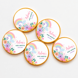 Rainbow Bloom Baby Shower, Personalised Chocolate Coins