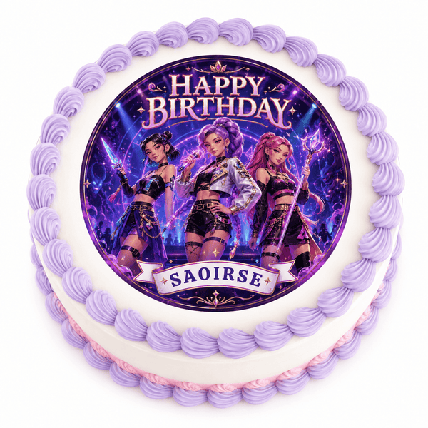 KPop Girl Group Birthday Cake Topper – Dark Purple Personalised