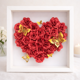 Personalised Flower Heart Shadow Box Frame 25x25cm - Handmade in Ireland