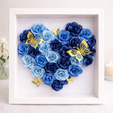 Personalised Flower Heart Shadow Box Frame 25x25cm - Handmade in Ireland