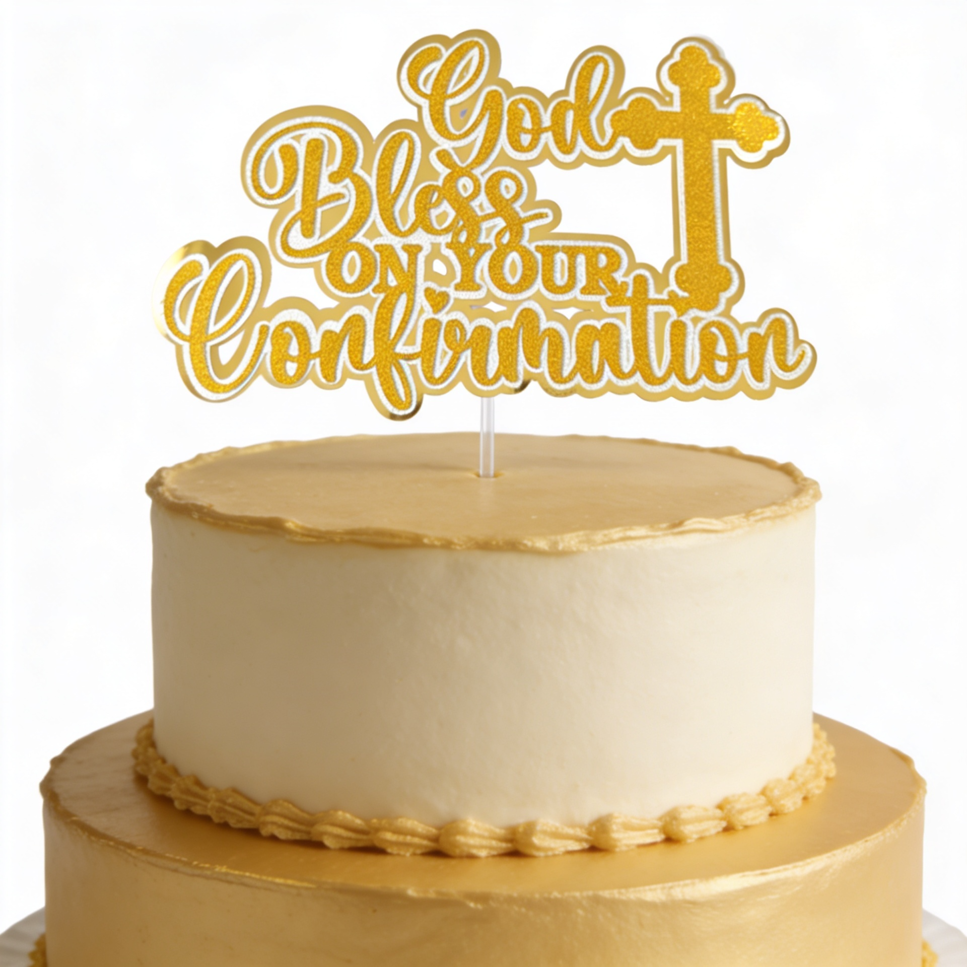 Handmade Cake Topper | Printarelle | Bold, warm, and beautifully crafted, this God Bless On Your Confirmation cake