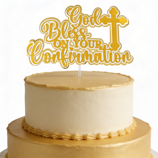 Handmade Cake Topper | Printarelle | Bold, warm, and beautifully crafted, this God Bless On Your Confirmation cake