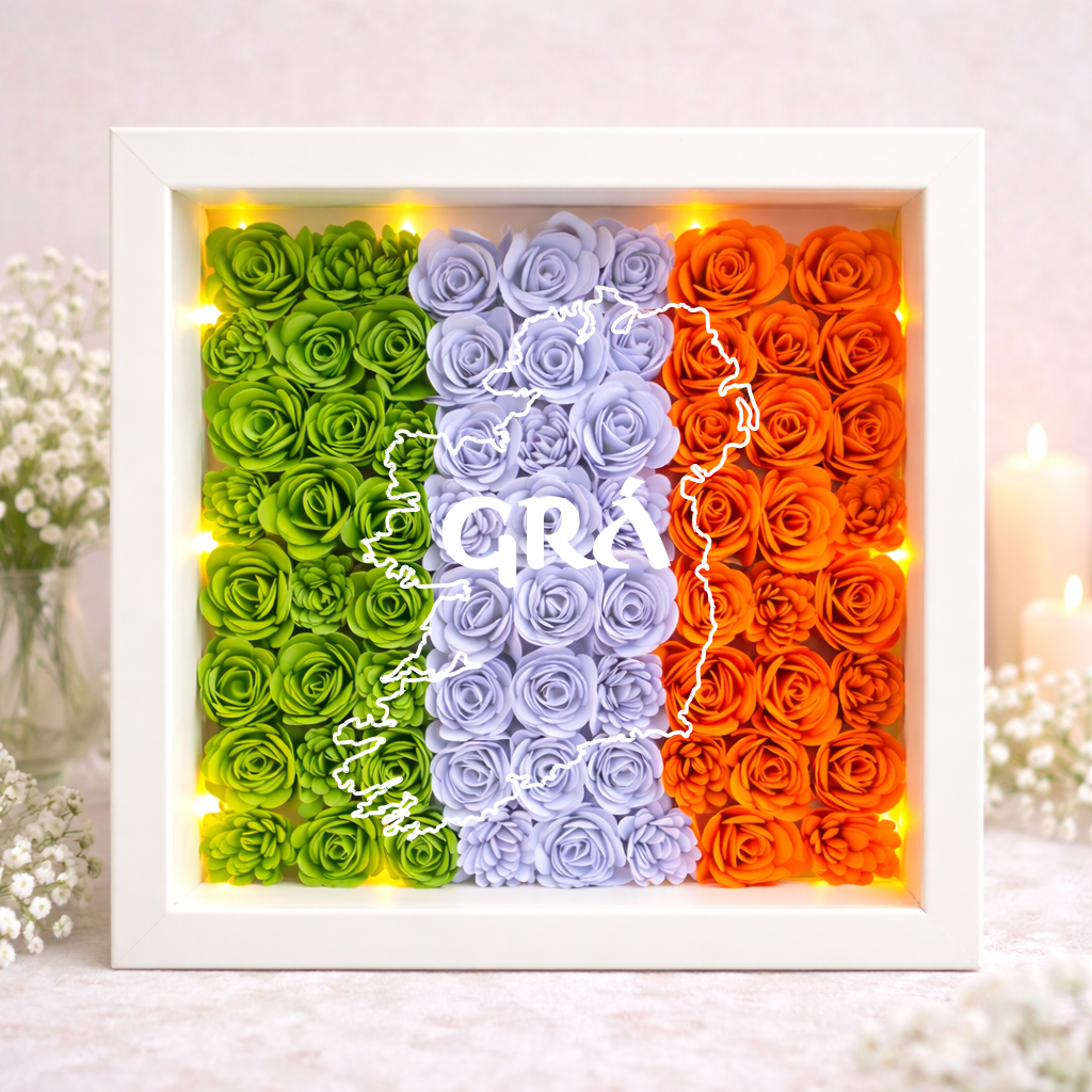 Personalised Irish Flag Shadow Box Frame - Handmade in Ireland