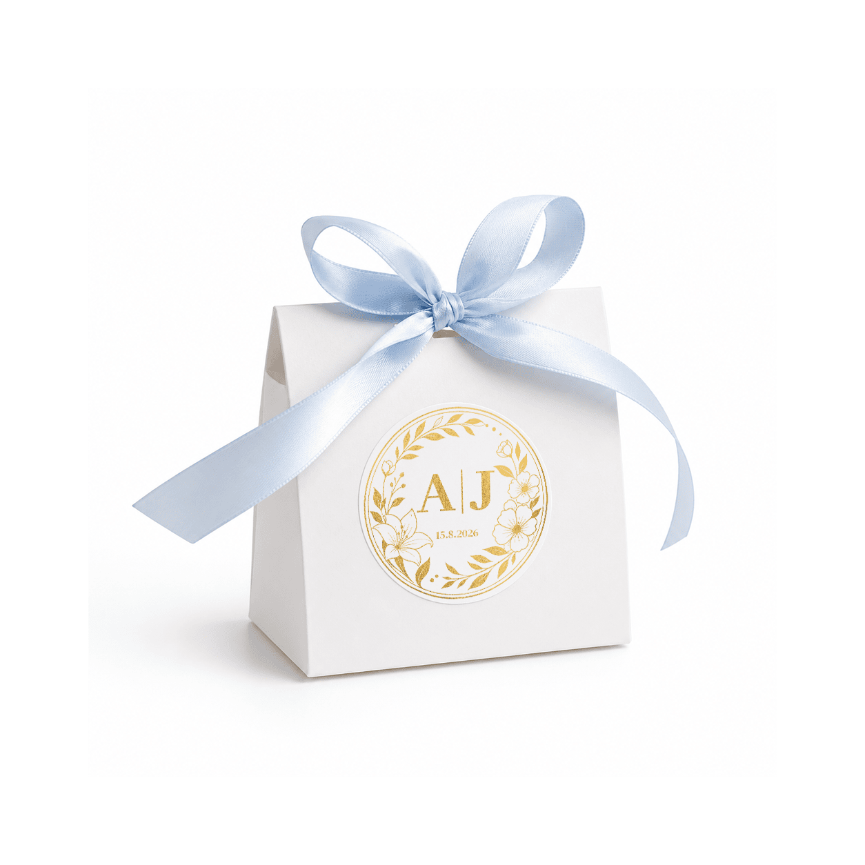 Monogram Wreath Wedding, Foil Sticker Favour Box