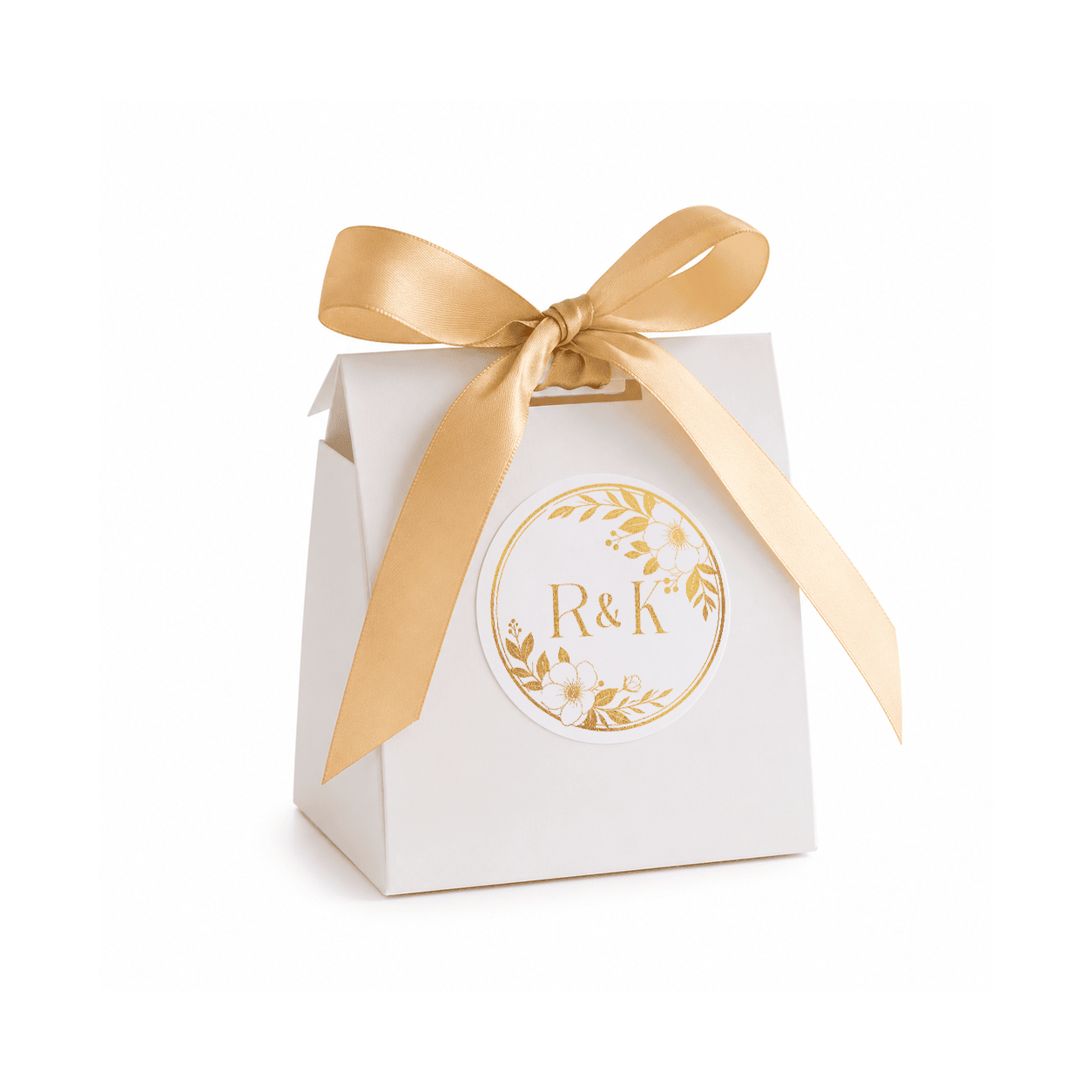 Monogram Wreath Wedding, Foil Sticker Favour Box