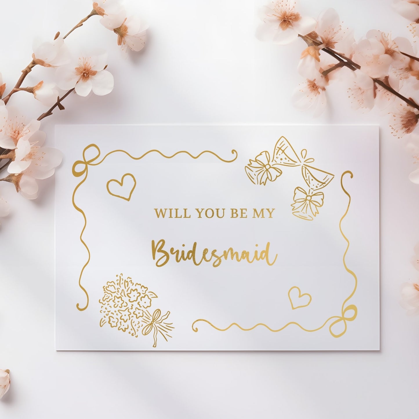 Will You Be My... Gold Foil Wedding Party Card | Bridesmaid Card - gold foil, real gold foil, real gold, flower girl,