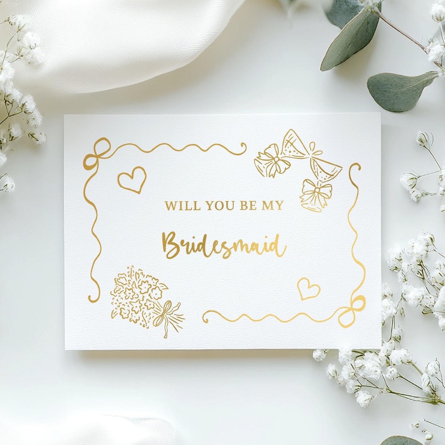 Will You Be My... Gold Foil Wedding Party Card | Bridesmaid Card - gold foil, real gold foil, real gold, flower girl,