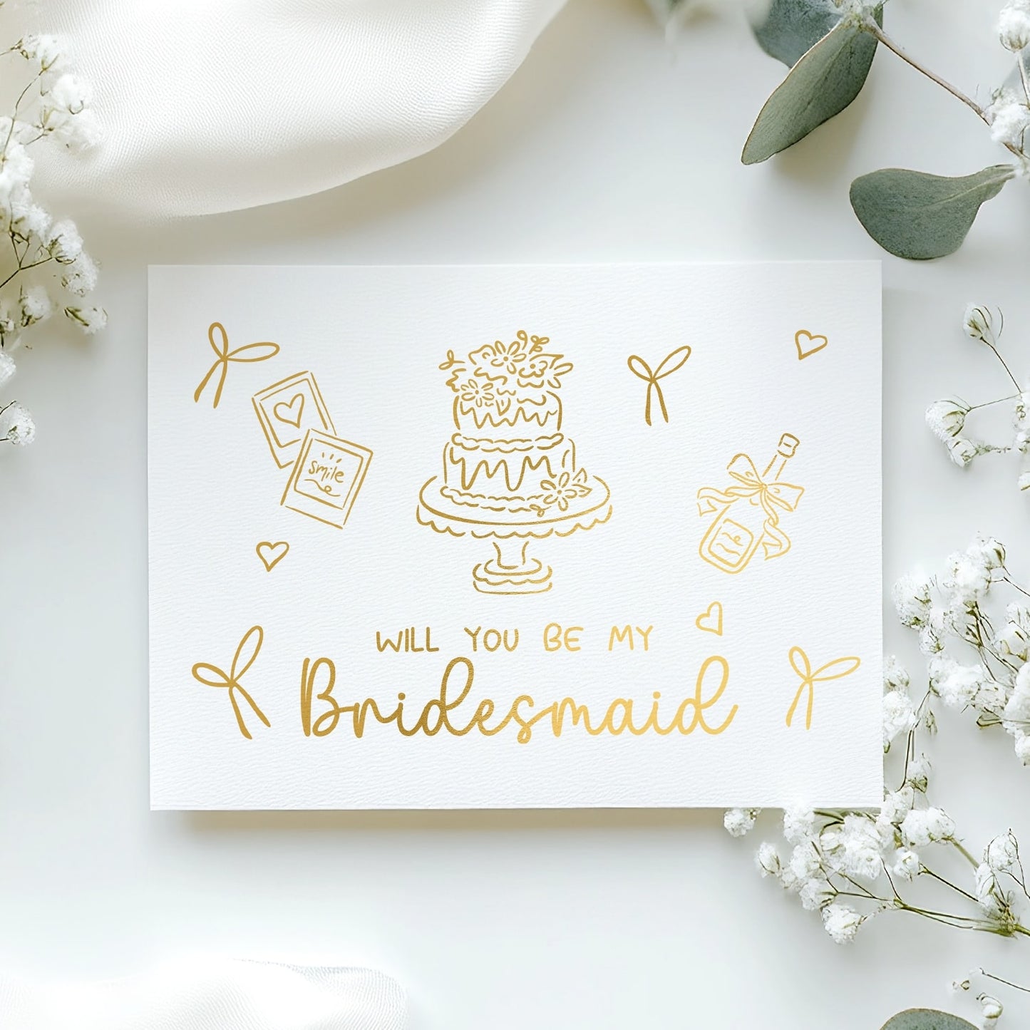 Will You Be My... Gold Foil Wedding Party Card | Cake & Celebration Design - gold foil, gold foil wedding, foil wedding