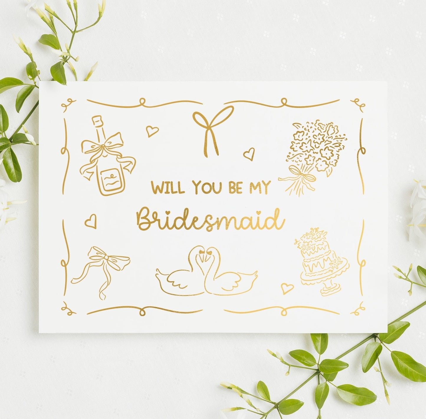Will You Be My... Gold Foil Wedding Party Card | Bridesmaid Question Card - gold foil, real gold foil, real gold,