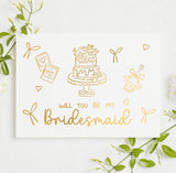 Will You Be My... Gold Foil Wedding Party Card | Cake & Celebration Design - gold foil, gold foil wedding, foil wedding
