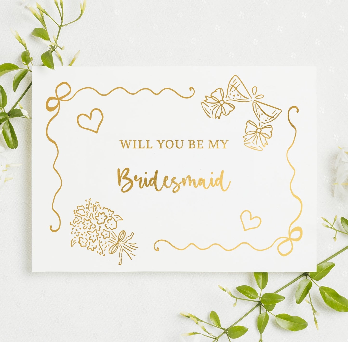 Will You Be My... Gold Foil Wedding Party Card | Bridesmaid Card - gold foil, real gold foil, real gold, flower girl,