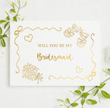 Will You Be My... Gold Foil Wedding Party Card | Bridesmaid Card - gold foil, real gold foil, real gold, flower girl,