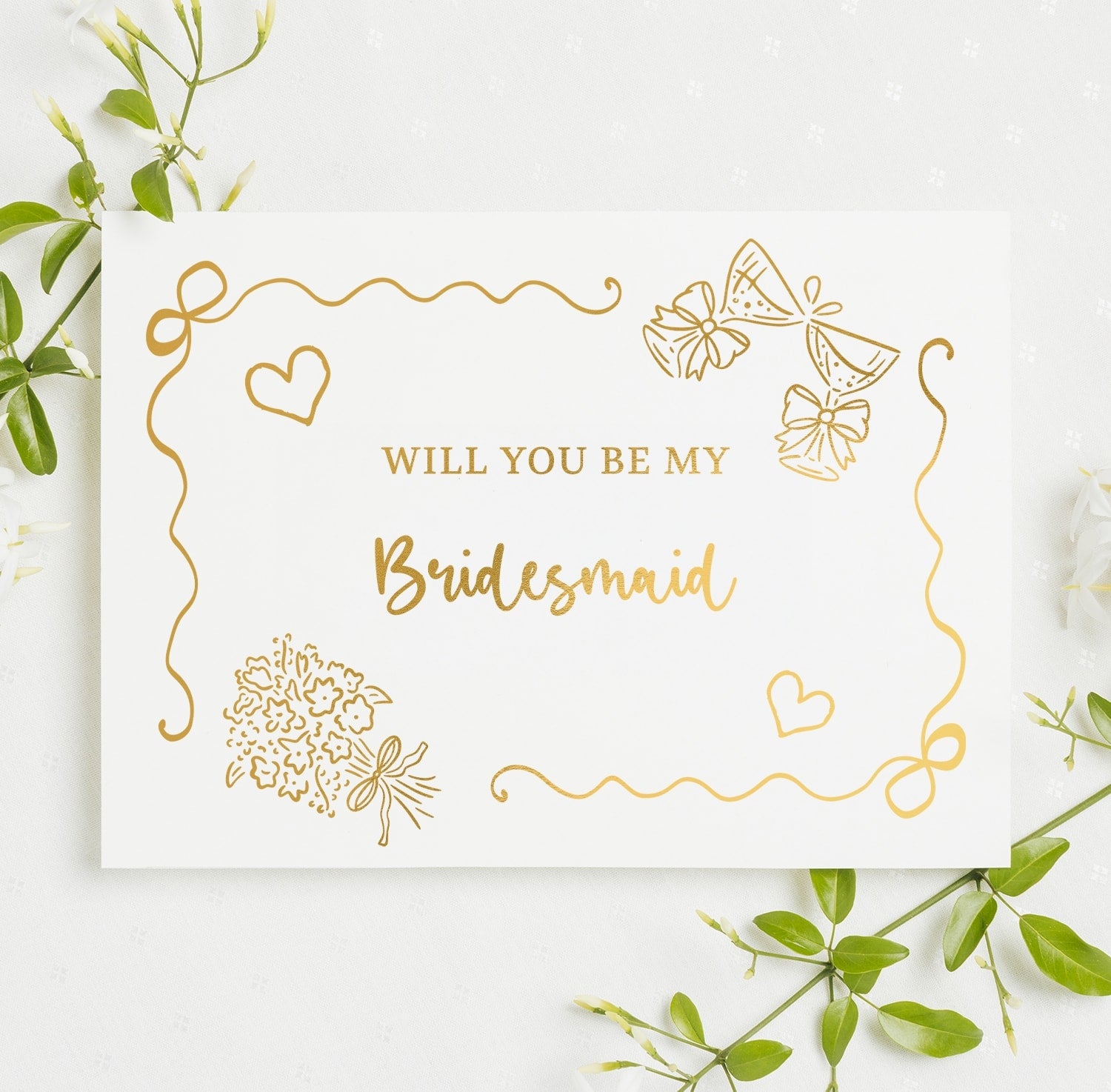 Will You Be My... Gold Foil Wedding Party Card | Bridesmaid Card - gold foil, real gold foil, real gold, flower girl,