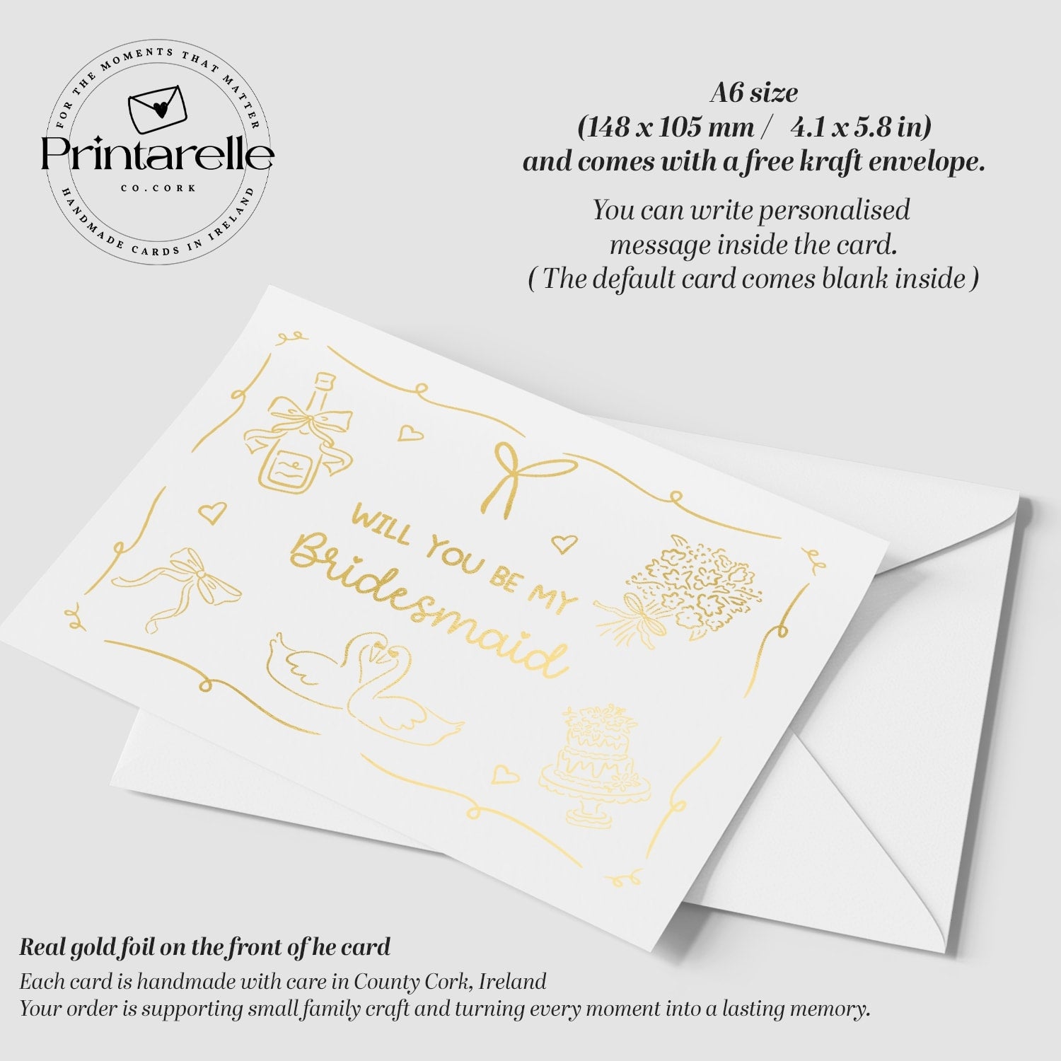Will You Be My... Gold Foil Wedding Party Card | Bridesmaid Question Card - gold foil, real gold foil, real gold,