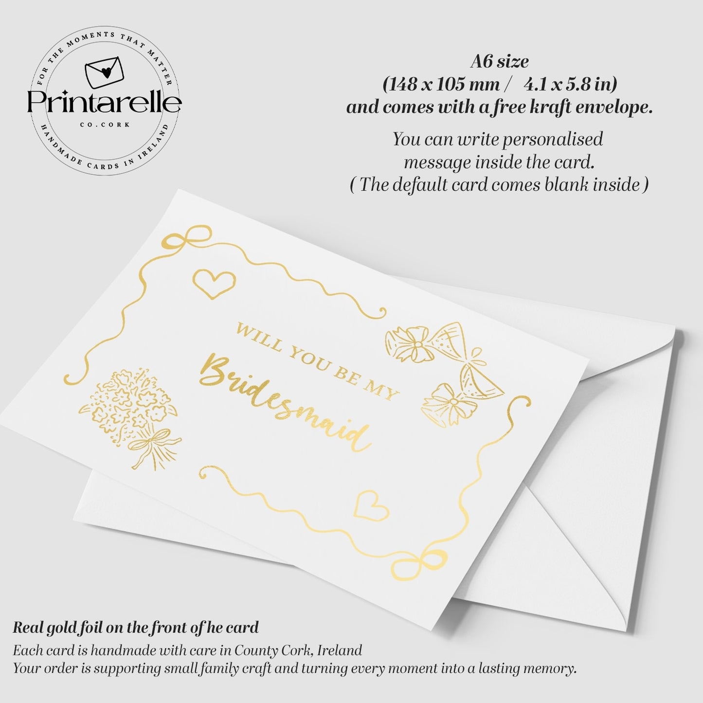 Will You Be My... Gold Foil Wedding Party Card | Bridesmaid Card - gold foil, real gold foil, real gold, flower girl,