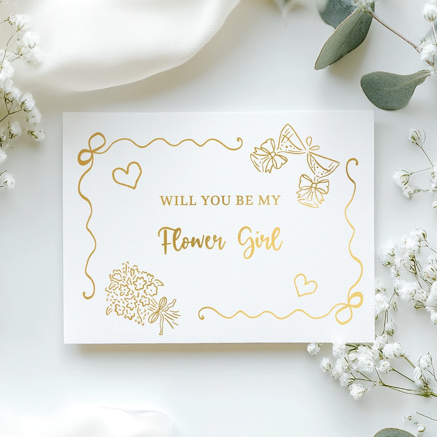 Will You Be My... Gold Foil Wedding Party Card | Bridesmaid Card - gold foil, real gold foil, real gold, flower girl,