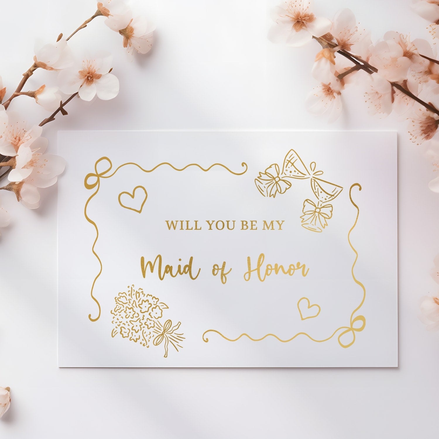 Will You Be My... Gold Foil Wedding Party Card | Bridesmaid Card - gold foil, real gold foil, real gold, flower girl,