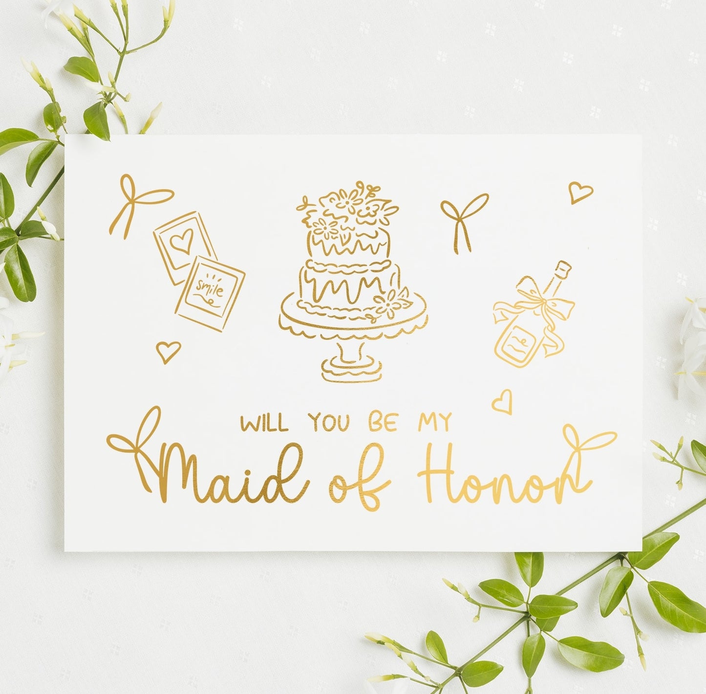 Will You Be My... Gold Foil Wedding Party Card | Cake & Celebration Design - gold foil, gold foil wedding, foil wedding