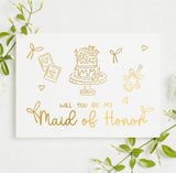Will You Be My... Gold Foil Wedding Party Card | Cake & Celebration Design - gold foil, gold foil wedding, foil wedding