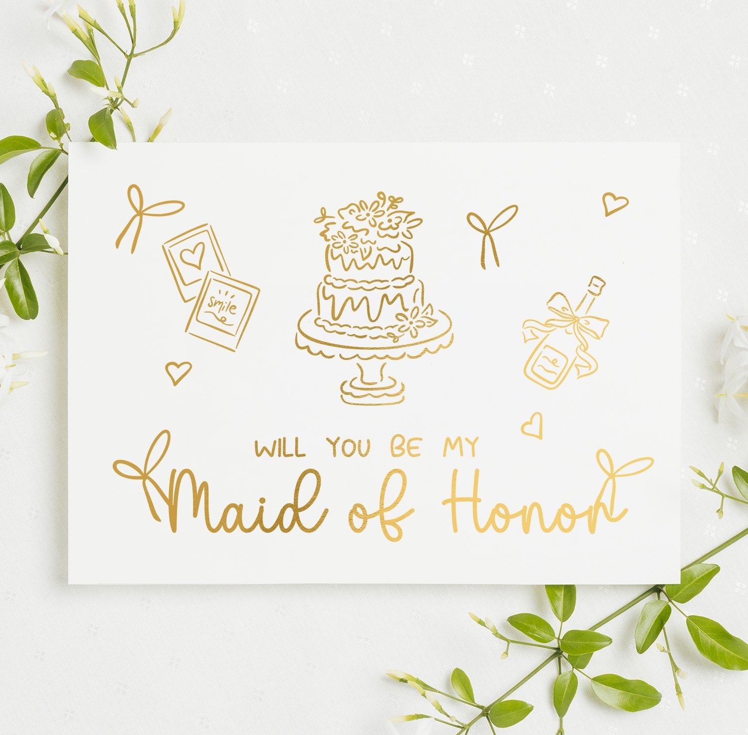 Will You Be My... Gold Foil Wedding Party Card | Cake & Celebration Design - gold foil, gold foil wedding, foil wedding