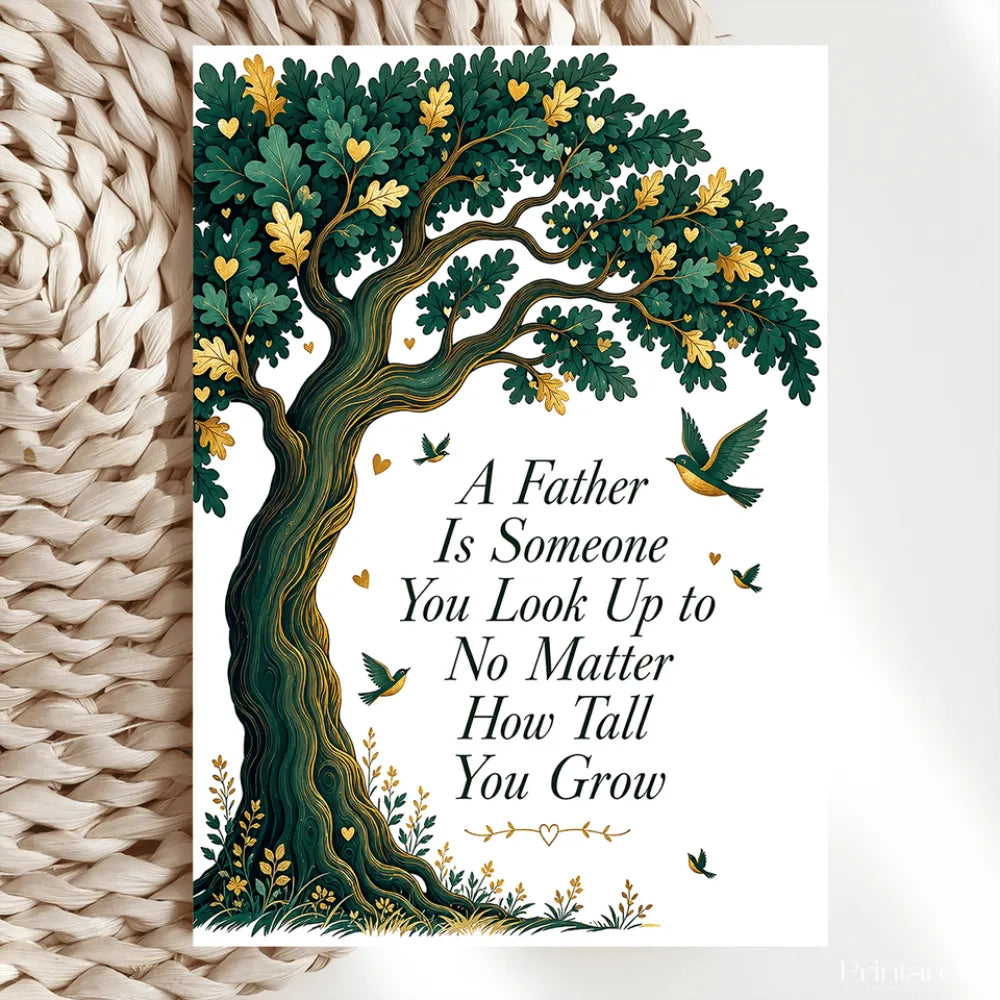 Handmade Greeting Card | Printarelle | A quietly moving card for a much-loved father. A majestic oak tree spreads