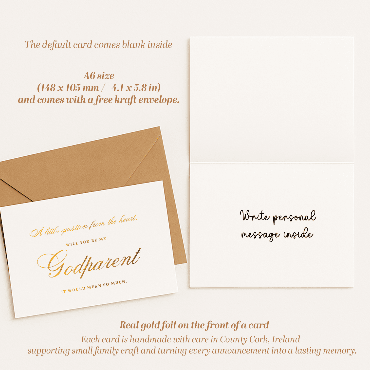 Godparent Proposal Card | Gold Foil Keepsake - A6 Greeting Card - Printarelle