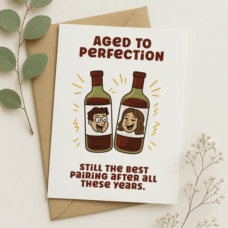Aged to Perfection Card Funny Anniversary Card - Greeting Card