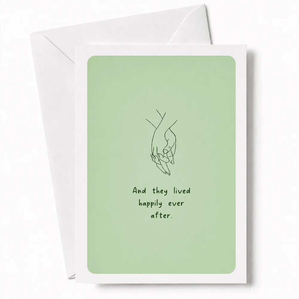 And They Lived Happily Ever After | Wedding Card - wedding card, lived happily, kraft envelope, personalized foil